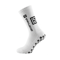 StayLocked white grip sock, side view showing logo and grip pads on the sole